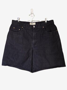 EDDIE BAUER Relaxed Fit Black Chino Jean Shorts High Rise w/ Pockets Women's 14